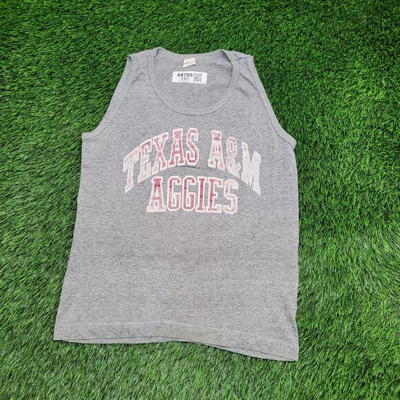 Vintage 80s Texas A&M Aggies Tank-Top Womens M/L 18x24 Gray - Picture 1 of 14